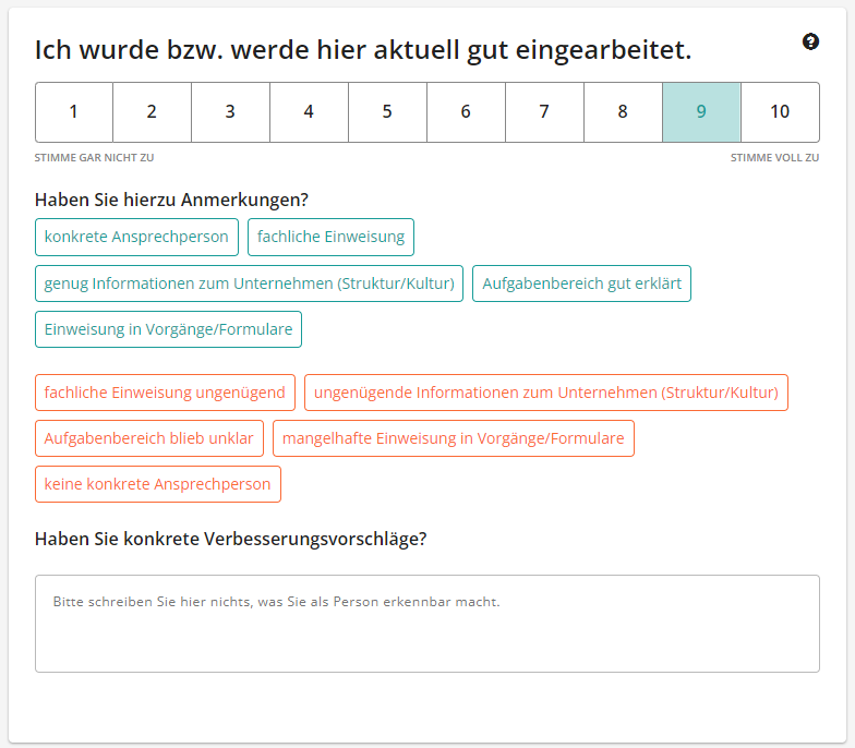 DearEmployee bietet im Gegensatz zu COPSOQ die Möglichkeit Bemerkungen (Tags) hinzuzufügen